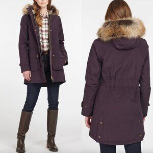 $320 NWT Barbour Purple Nylon Hebden Waterproof Meadow Jacket size 6/FR 38